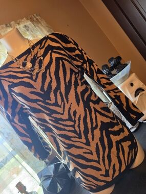 CAbi Black Zebra Print Long Sleeve Top